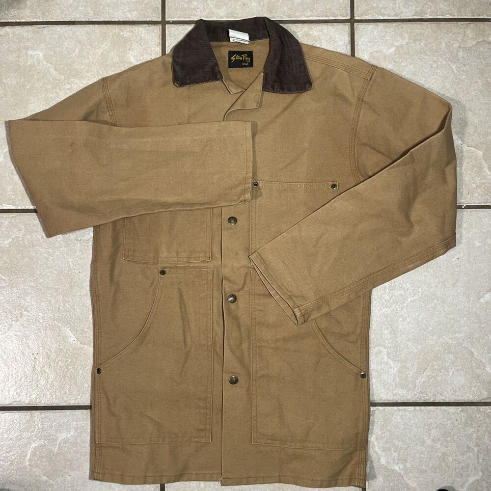 VTG Stan Ray Duck Canvas Jacket Men's M Chore Barn Shacket Workwear Snap 90s Tan